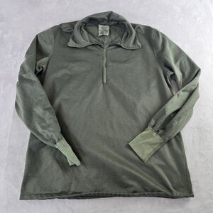 US Army Sleeping Shirt Heat Retentive Moisture Resistant Green Size Lg 1/4 Zip